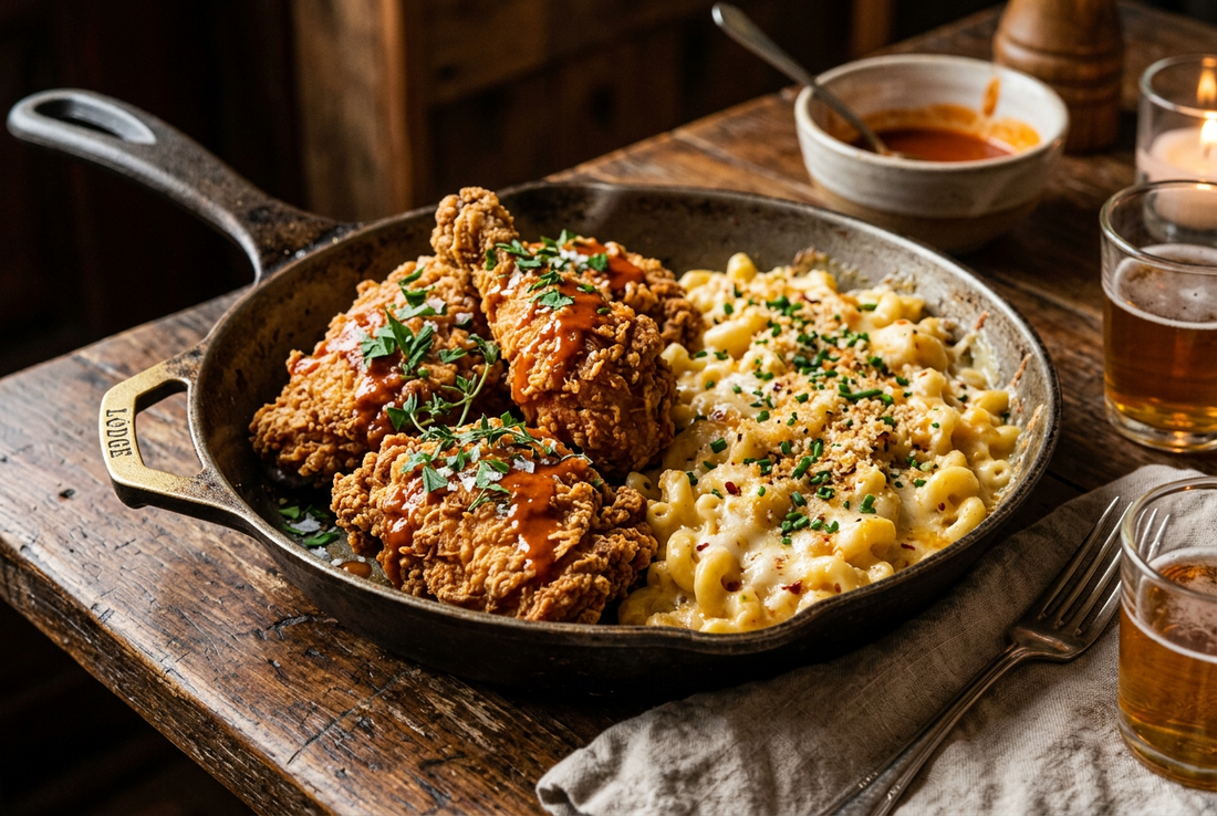 FRIED CHICKEN + SPICY MAC & CHEESE